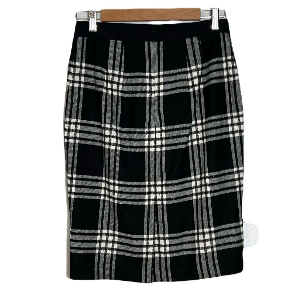 Talbots Women's Petite Black White Plaid‎ Pencil Skirt Size 4P Classic Corpcore - Picture 2 of 7